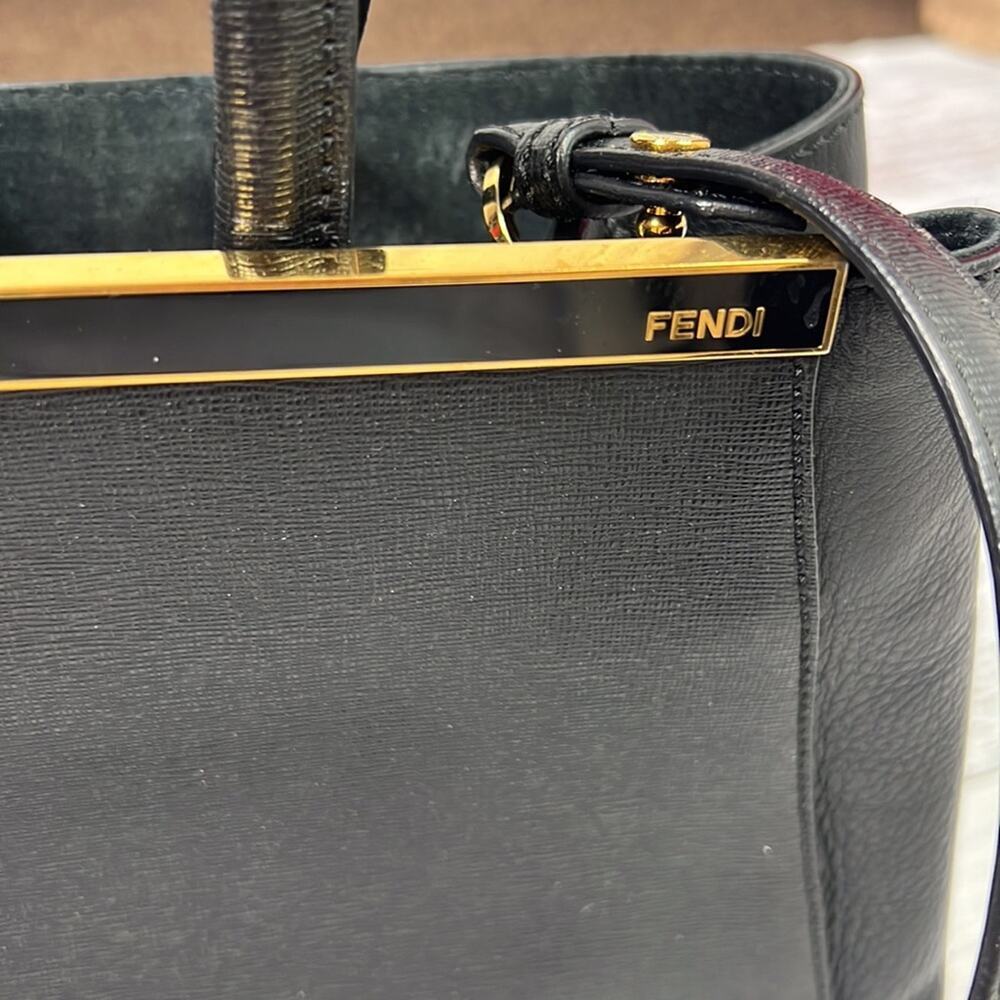 #FENDI Black Saffiano Leather Medium 2Jours Tote - Picture 5 of 16